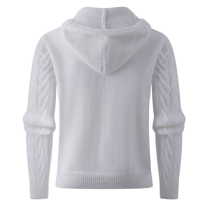 Men's Structured Cable Knit Hoodie with Button Placket Mune Fashion