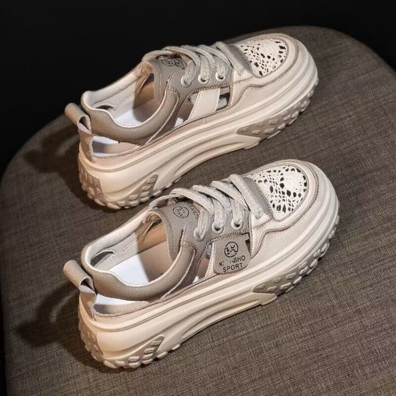 Women's Stylish Sneakers with Airy Perforations and Cushioning Sole Mune Fashion