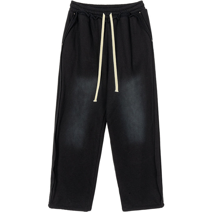 Men's Casual Sweatpants with High Waist, Elastic Drawstring, and Faded Knee Areas Mune Fashion