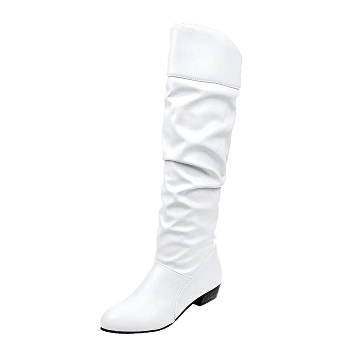 Women knee-length slouch boots with soft shaft and low block heel Mune Fashion