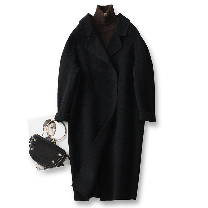 Women's Elegant Wool Coat with Removable Hood Mune Fashion