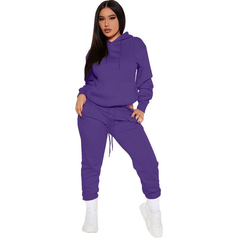 Women's two-piece lounge set with hoodie and high-waist jogging pants made of soft French Terry Mune Fashion