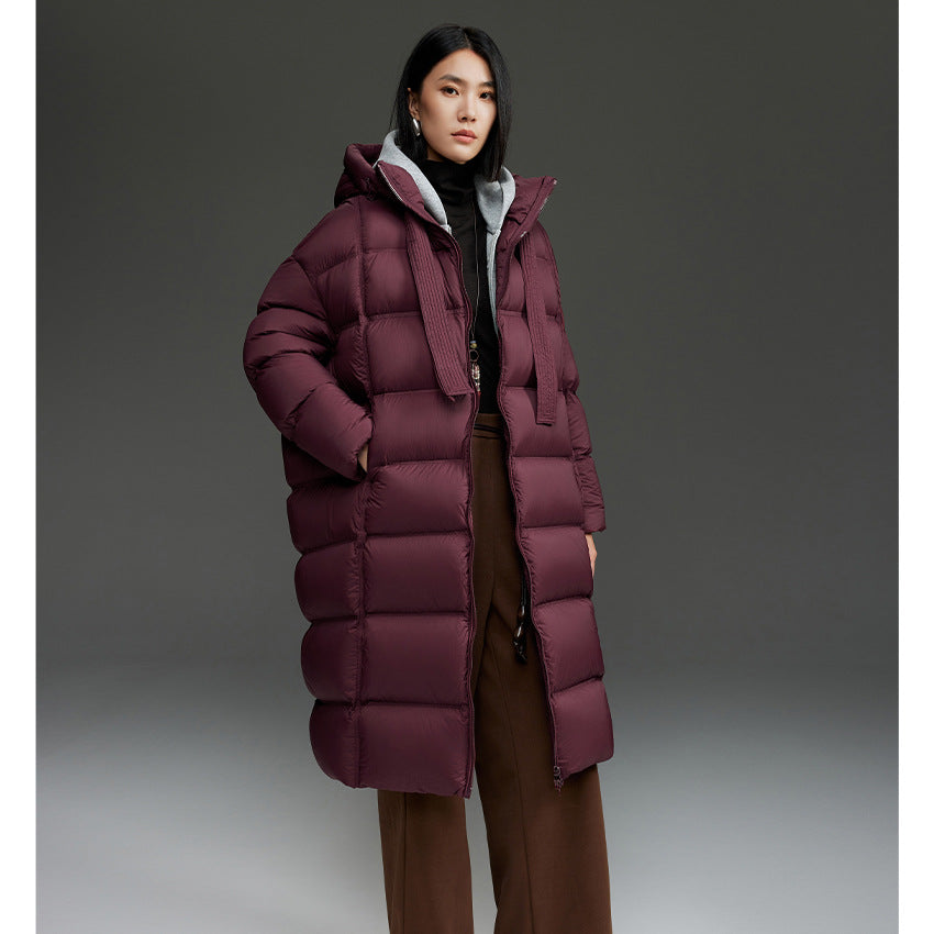 Women's Oversized Padded Down Coat with Hood and Extended Silhouette Mune Fashion