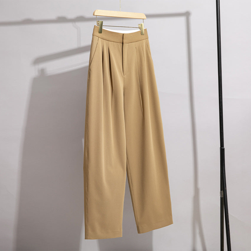 Women High-Waisted Pleated Cuff Pants with Wide Leg Mune Fashion