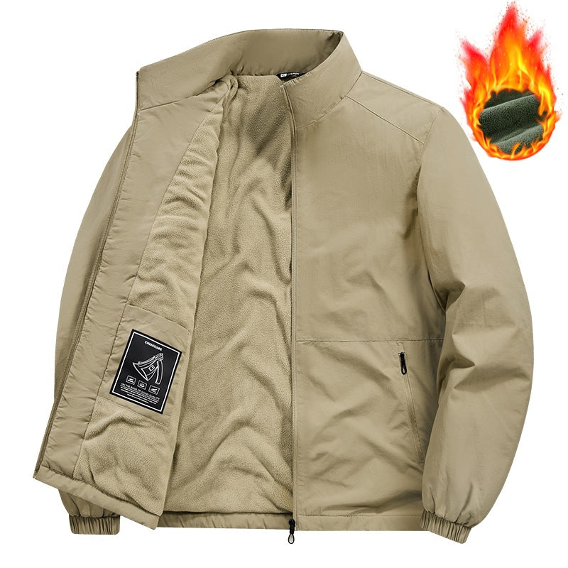 Men's fleece-lined windbreaker with standing collar, thermal lining & concealed zip pockets Mune Fashion