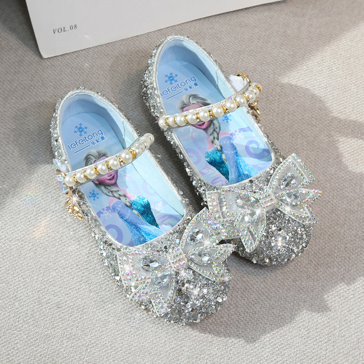 Girls Glittering Ballerinas with Beaded Strap Mune Fashion
