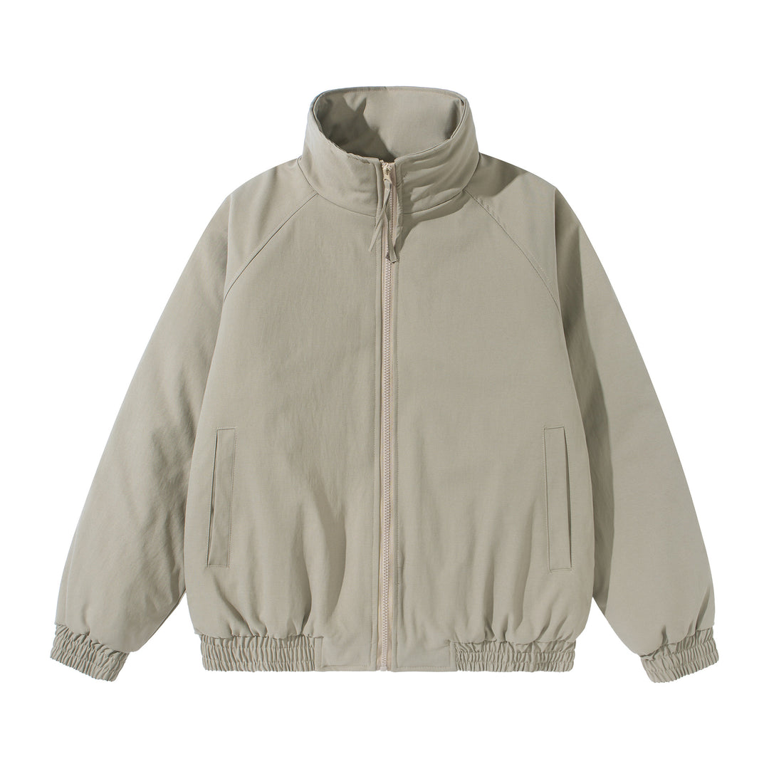 Unisex Short Cut Boxy Stand Collar Blouson with Elastic Hem and Concealed Side Pockets Mune Fashion