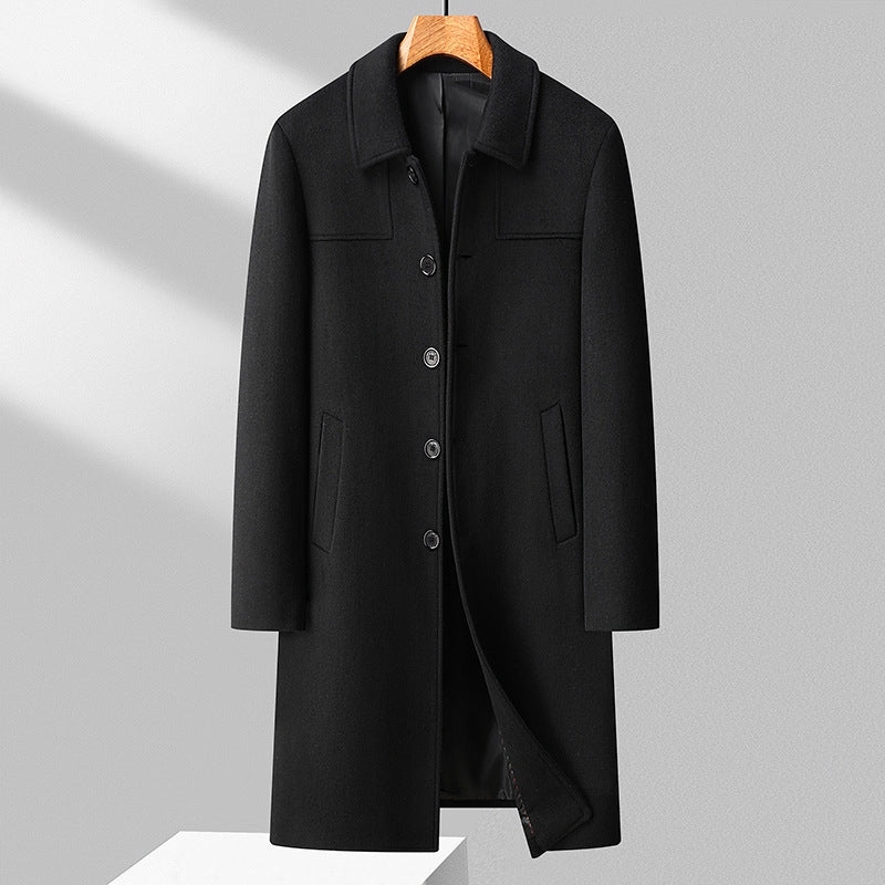 Men's Longer single-breasted wool coat with slim silhouette Mune Fashion