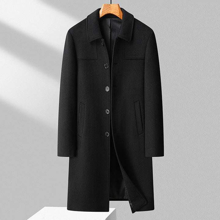 Men's Longer single-breasted wool coat with slim silhouette Mune Fashion