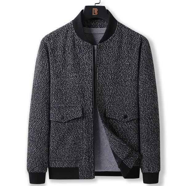 Men's Structured Bomber Jacket with Quilted Lining and Flap Pockets Mune Fashion