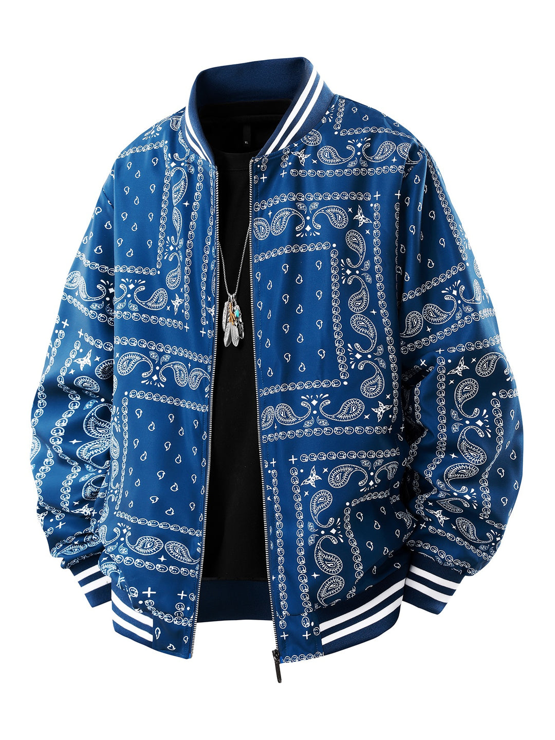 Men's Cool Bomber Jacket with Paisley Pattern Mune Fashion
