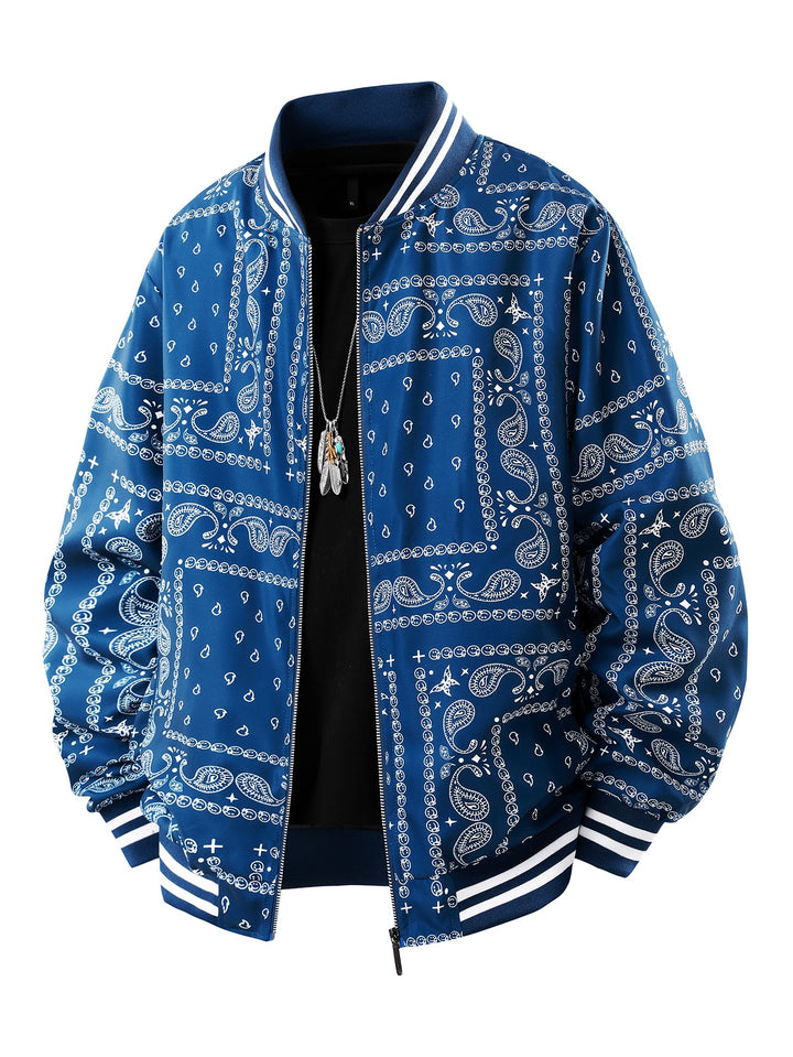 Men's Cool Bomber Jacket with Paisley Pattern Mune Fashion