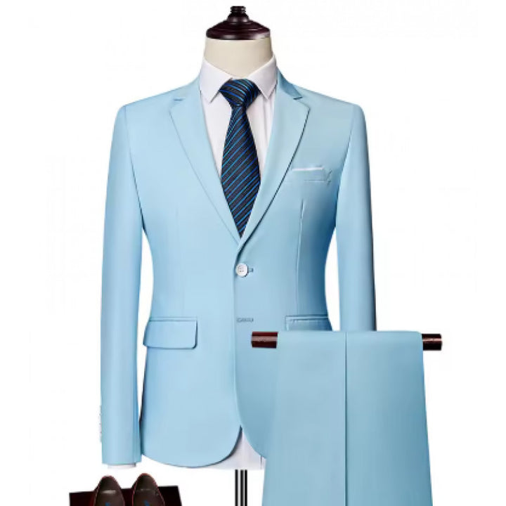 Men's Tailored Two-Piece Suit with Slim Lapel and One-Button Closure Mune Fashion