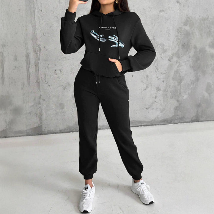 Women's cropped hoodie with kangaroo pocket and graphic hand print Mune Fashion