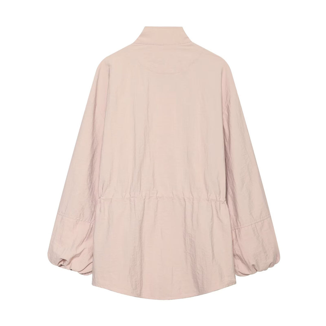 Women's Light Parka-Anorak Jacket with Drawstring Waist and Stand-Up Collar Drune