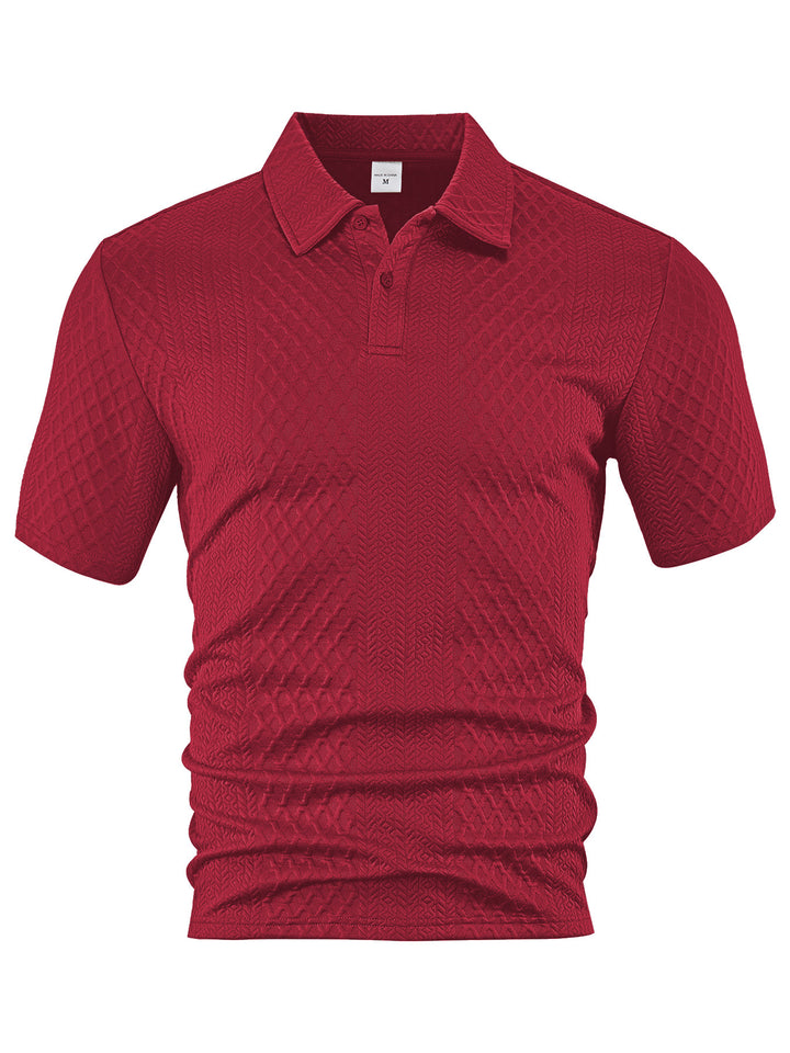 Men's textured jacquard polo shirt short sleeves slim fit with polo collar Mune Fashion
