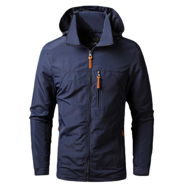 Men's lightweight water-repellent softshell jacket with hood and safety zipper Mune Fashion