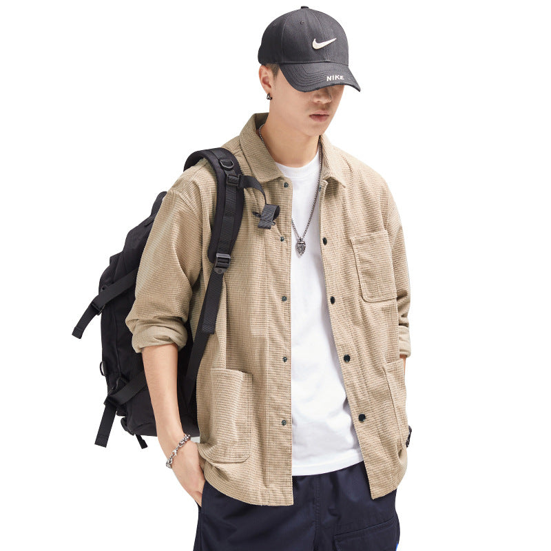 Men's Cord Workwear Overshirt with Chest and Patch Pockets Mune Fashion