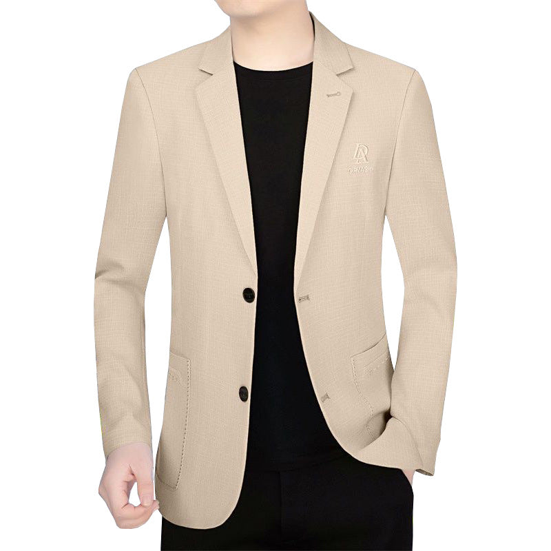 Men's slim fit single-breasted city blazer with textured wool blend Mune Fashion