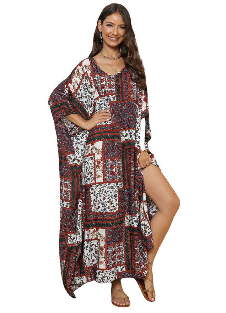 Women's Casual Maxi Dress in Patchwork Design Mune Fashion