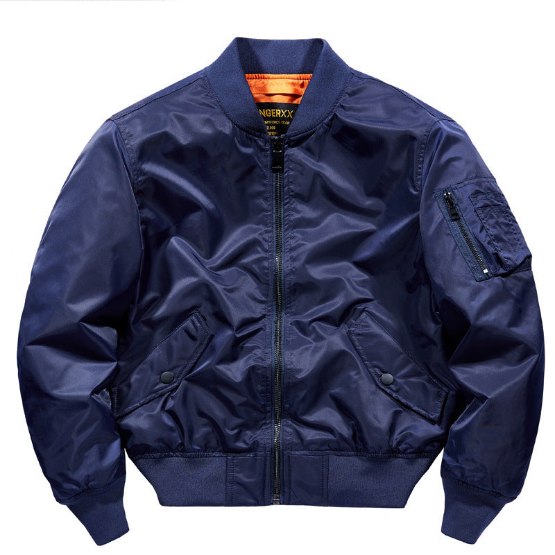 Men's Short Cut Nylon Pilot Bomber with Hidden Inner Pockets and Arm Pocket Mune Fashion