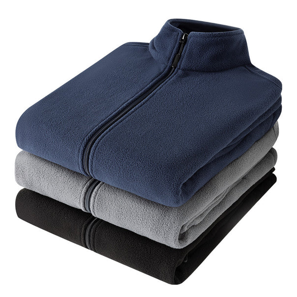 Men's Microfleece Outdoor Jacket with Stand-up Collar and Full Zip Mune Fashion