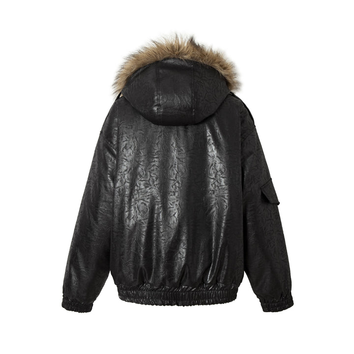 Men's Padded Oversized Bomber with Faux Fur Collar and Utility Pockets Mune Fashion