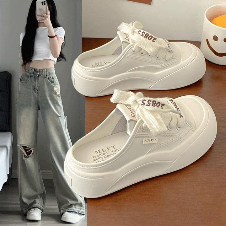 Ladies sporty platform sneakers with elastic laces and airy upper material Mune Fashion