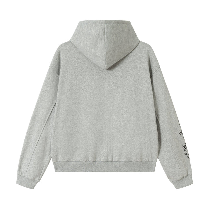 Women Oversized Hooded Jacket with Zipper, High Collar and Graphic Tattoo Prints Mune Fashion