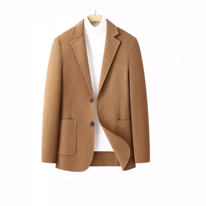 Men's Blazer Herringbone Wool Blend with Two-Button Closure and Patch Pockets Mune Fashion
