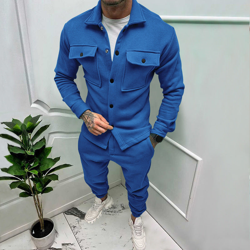 Men's overshirt and jogging pants set with patch flap pockets, ergonomic cut, and elastic waistband Mune Fashion