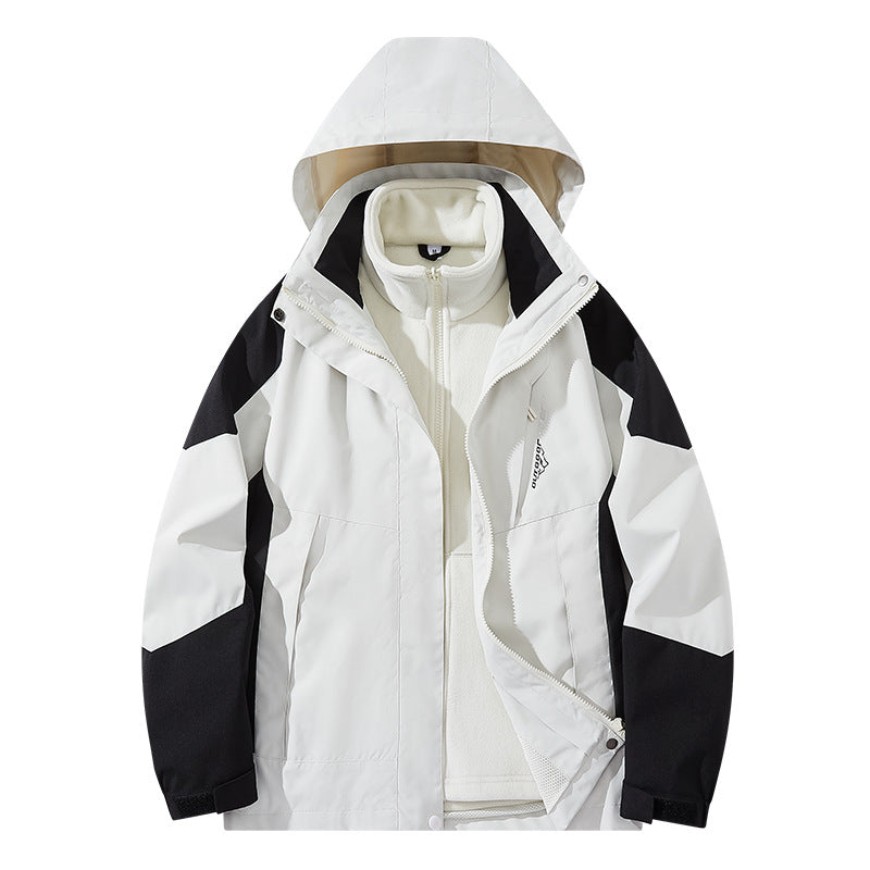 Men's water-repellent two-layer trekking jacket with removable fleece inner jacket and hood Mune Fashion