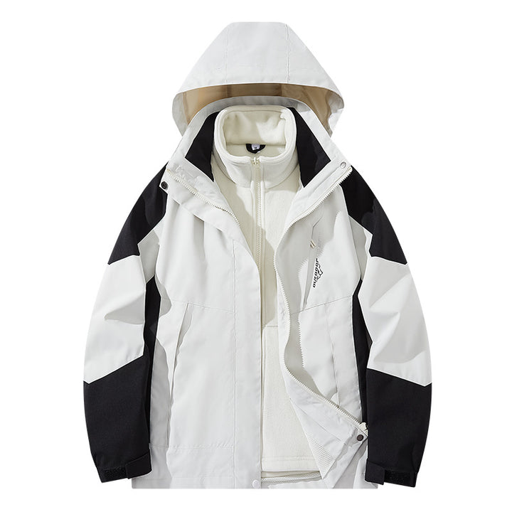 Men's water-repellent two-layer trekking jacket with removable fleece inner jacket and hood Mune Fashion