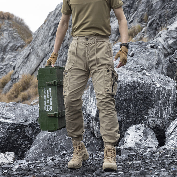 Men's Multifunctional Cargo Jogging Pants with Drawstring Waistband, Zipper Pockets, and Adjustable Ankle Cuffs Mune Fashion