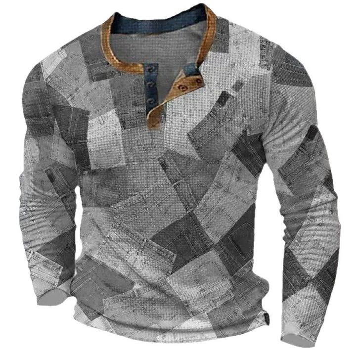 Men's sporty long-sleeve shirt with button placket Mune Fashion