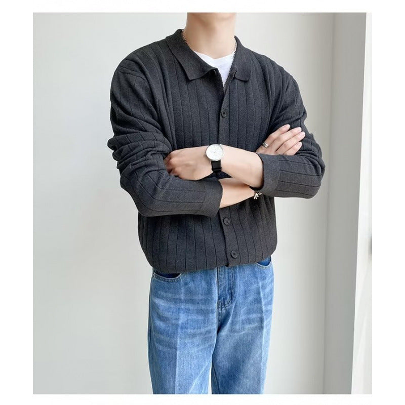 Men's Elegant Long Sleeve Polo Shirt with Structure Mune Fashion
