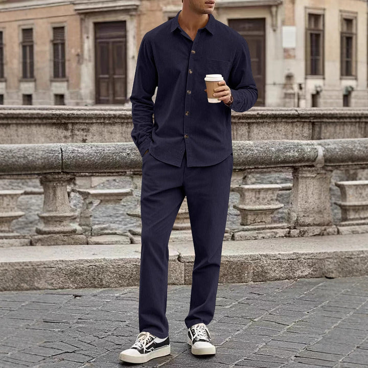 Men's Elegant Leisure Suit with Stylish Shirt and Comfortable Pants Mune
