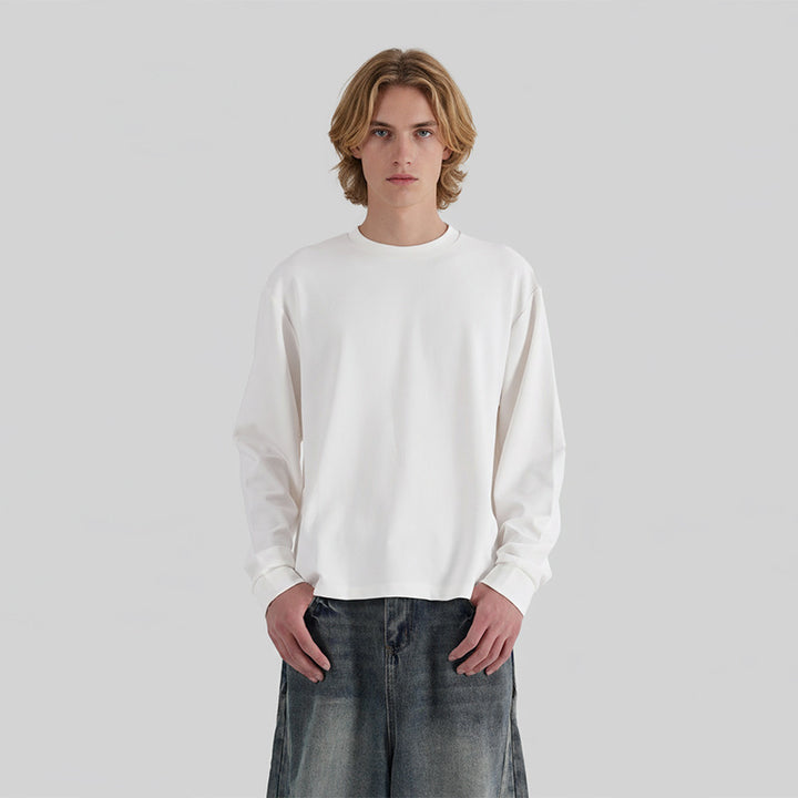 Men's long-sleeve shirt made of fine rib structure with round neckline Mune Fashion