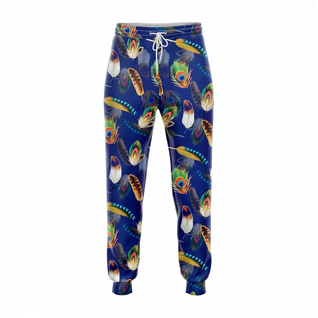 Women Fashionable Jogging Pants with Feather Pattern Mune Fashion