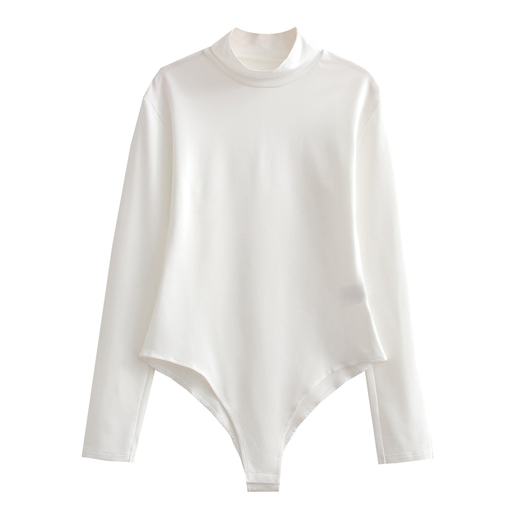 Women's Long Sleeve Bodysuit with Stand-up Collar made of Stretchable Stretch Fabric Mune Fashion