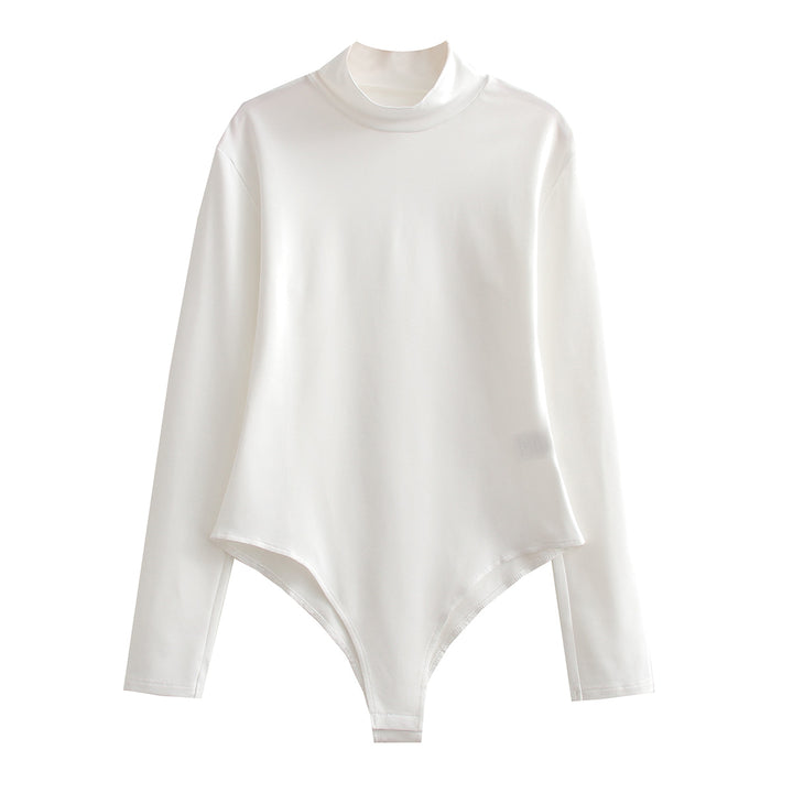 Women's Long Sleeve Bodysuit with Stand-up Collar made of Stretchable Stretch Fabric Mune Fashion