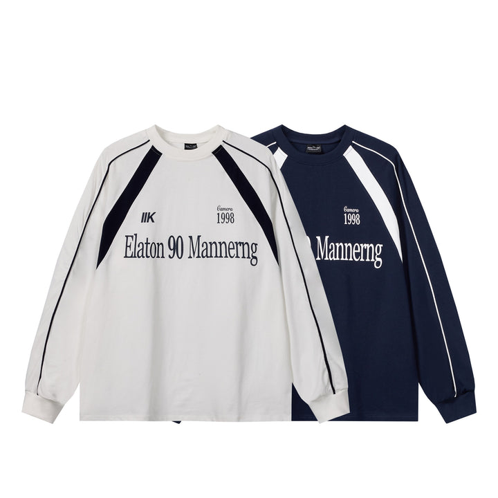 Unisex Oversize Sweatshirt in Retro Sports Style with Raglan Sleeves and Contrast Piping Mune Fashion