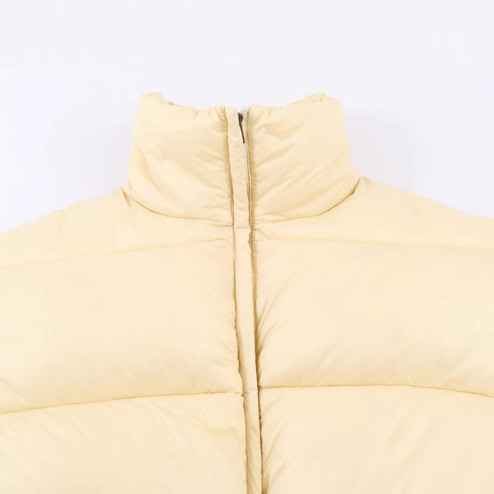 Women's Padded Short Jacket with Drawstring Waist and High Stand-Up Collar Mune Fashion