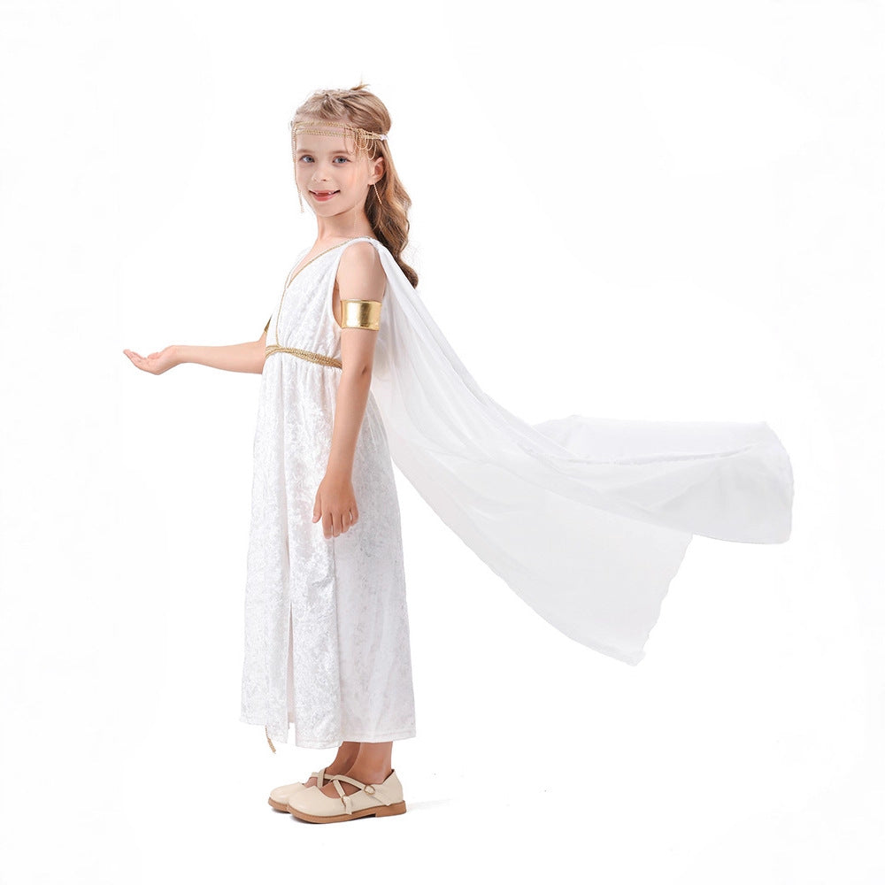 Ladies mythological costume dress with flowing cape Mune Fashion