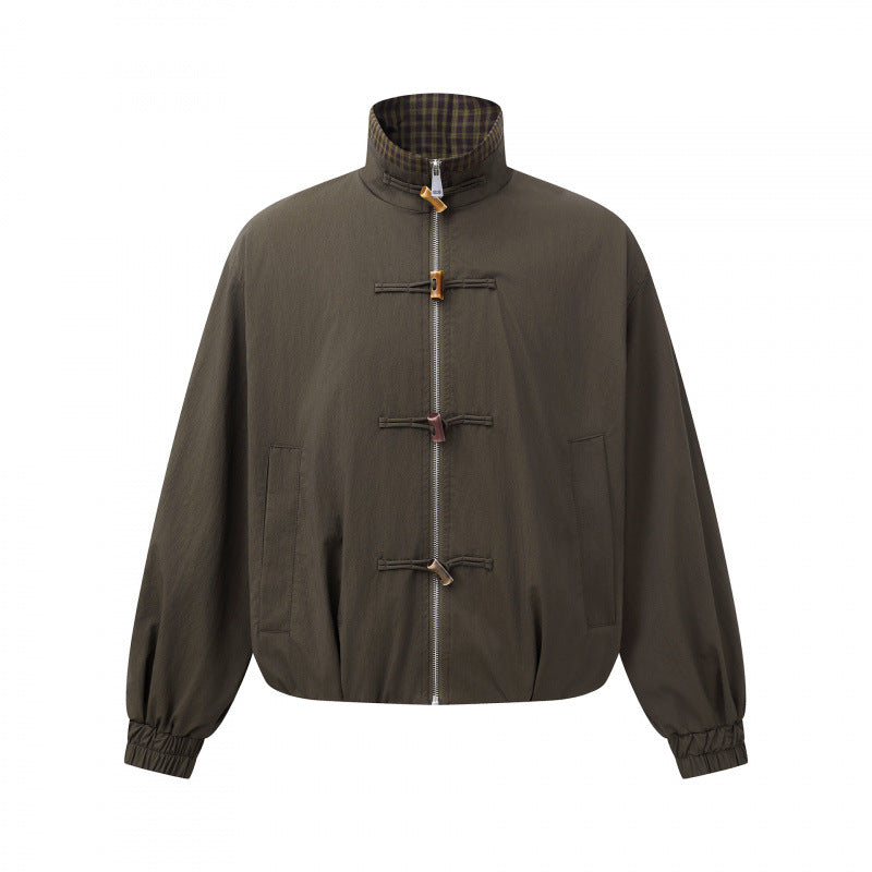 Men's short jacket with stand-up collar and decorative toggle fastenings Mune Fashion