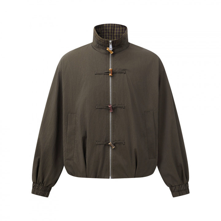 Men's short jacket with stand-up collar and decorative toggle fastenings Mune Fashion
