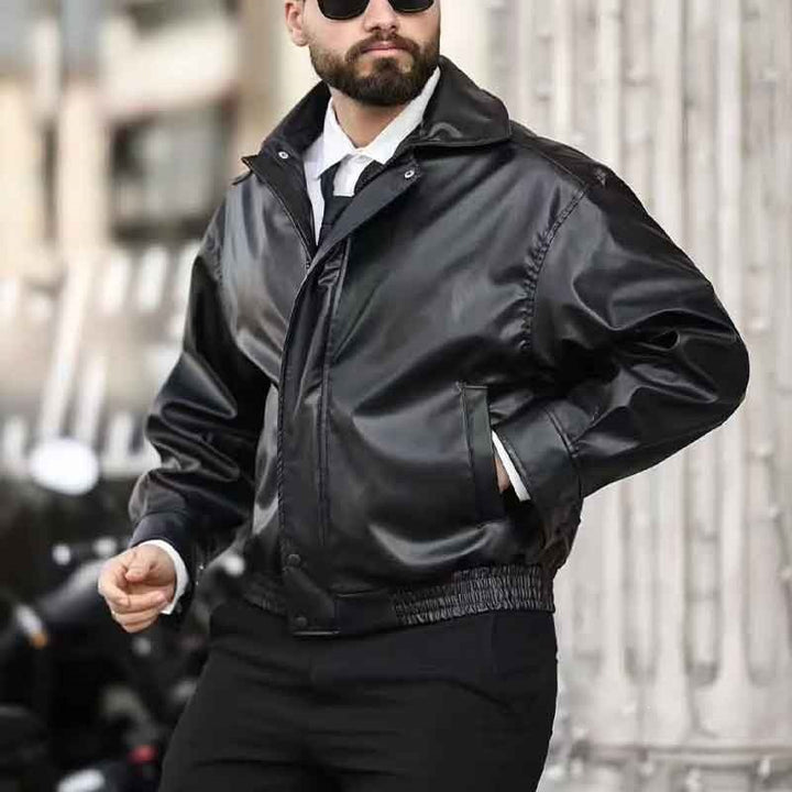 Men's Cool Faux Leather Bomber Jacket Mune Fashion