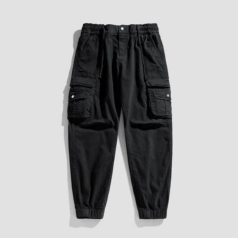 Men's Utility Cargo Jogger with Elastic Waistband, Drawstring and Multiple Pockets Drune