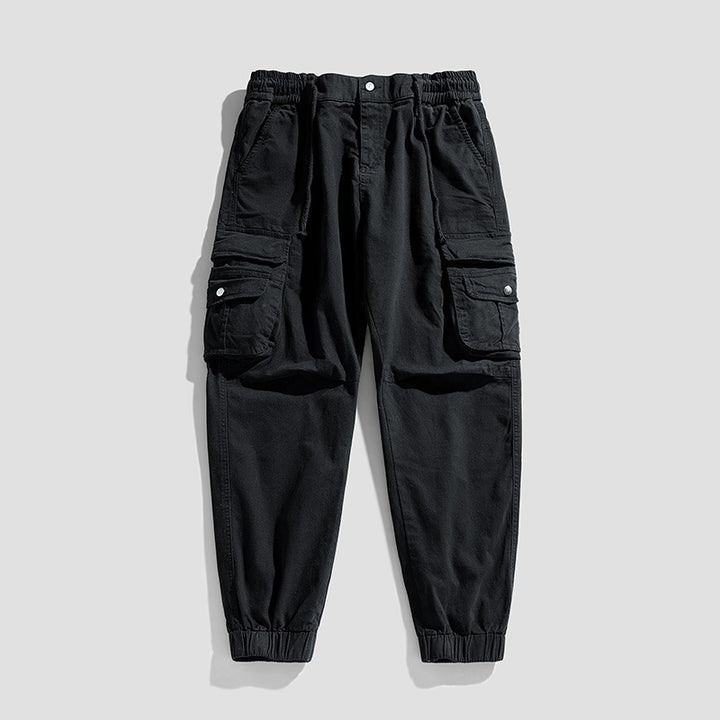 Men's Utility Cargo Jogger with Elastic Waistband, Drawstring and Multiple Pockets Drune