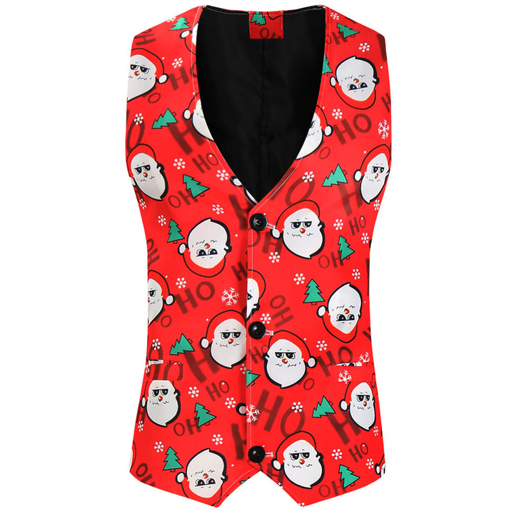Men's Christmas Vest with Santa Allover Print and Tailored Fit Mune Fashion